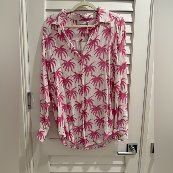 Fabienne Chapot Pink Palm Print Women's Top - Picture 1 of 4